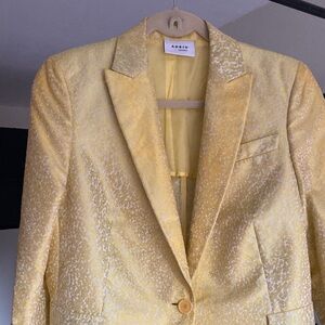 Akris Punto Golden Yellow Jacquard Textured Blazer